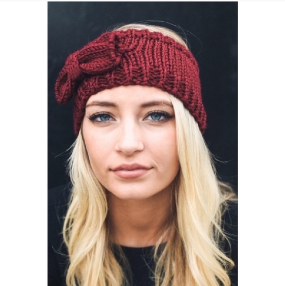 🆕️ Burgundy Knit Bow Headband - Picture 1 of 6
